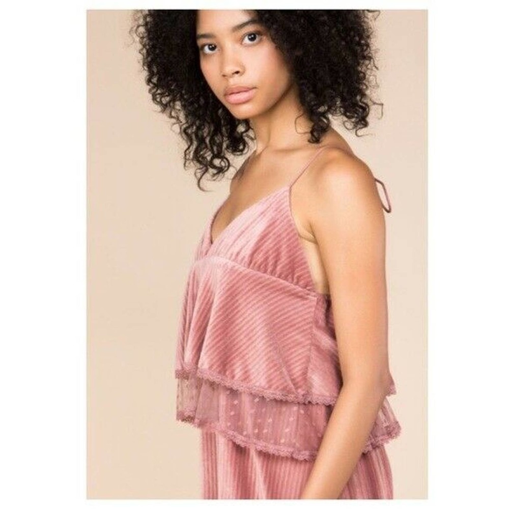 POL Pink Velvet Cascading Ruffle Dress - Size Medium - Picture 5 of 10
